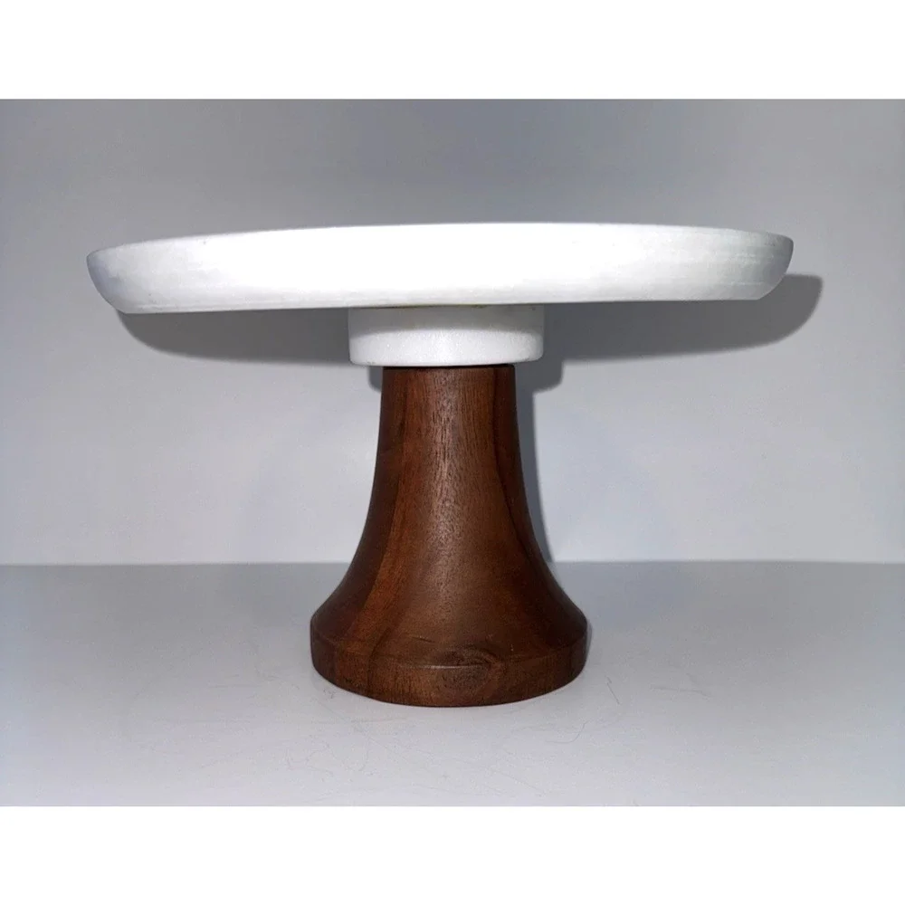 Williams Sonoma Marble Lazy Susan with Wood Pedestal 8